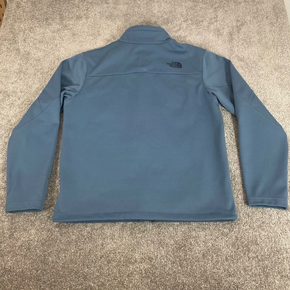 North Face Softshell Jacket Mens Medium WindWall Grid Full Zip Light Blue